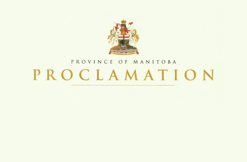 Province of Manitoba Proclamation